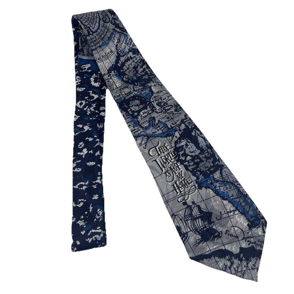 Vtg Steven Harris Men's Polyester Necktie, "This World is Not My Home"Blue Gray